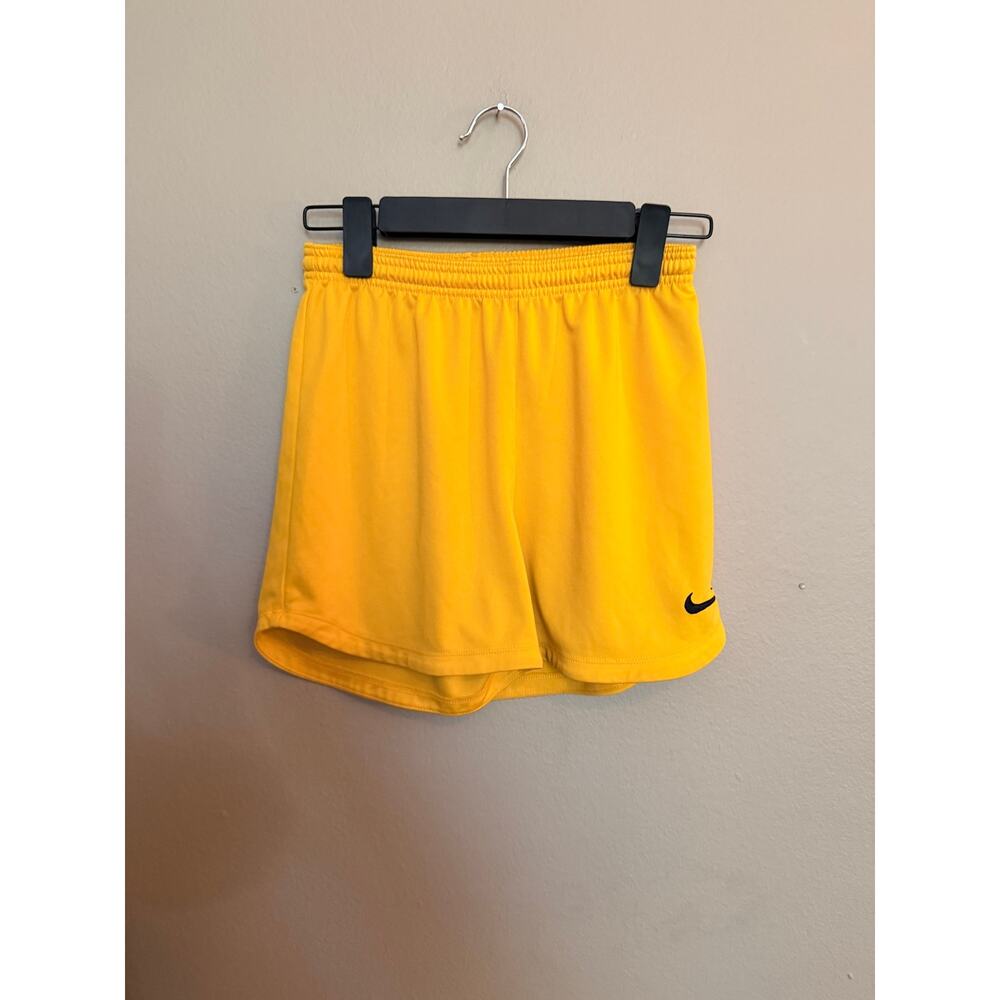 Nike Dri-Fit Athletic Shorts Women's Drawstring Elastic Waistband Yellow XS
